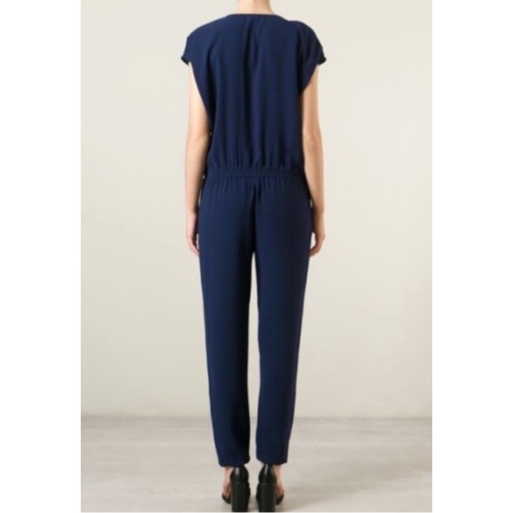 VINCE | $398 Crepe Zip-Front Cap Sleeve Jumpsuit in Navy, Size 2 - Picture 11 of 12